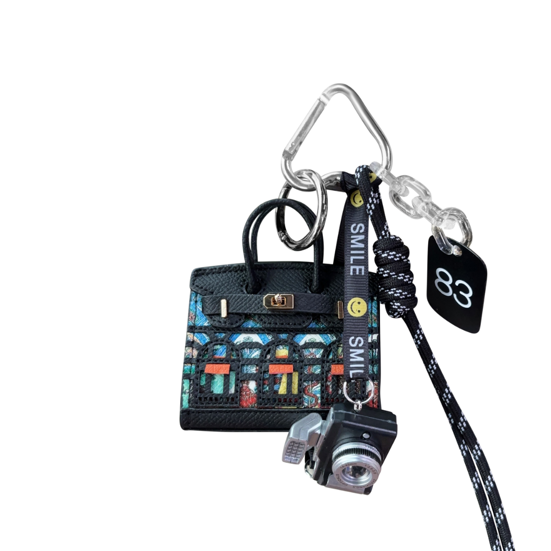 Exclusive Mini House Handbag Leather Bag Charm