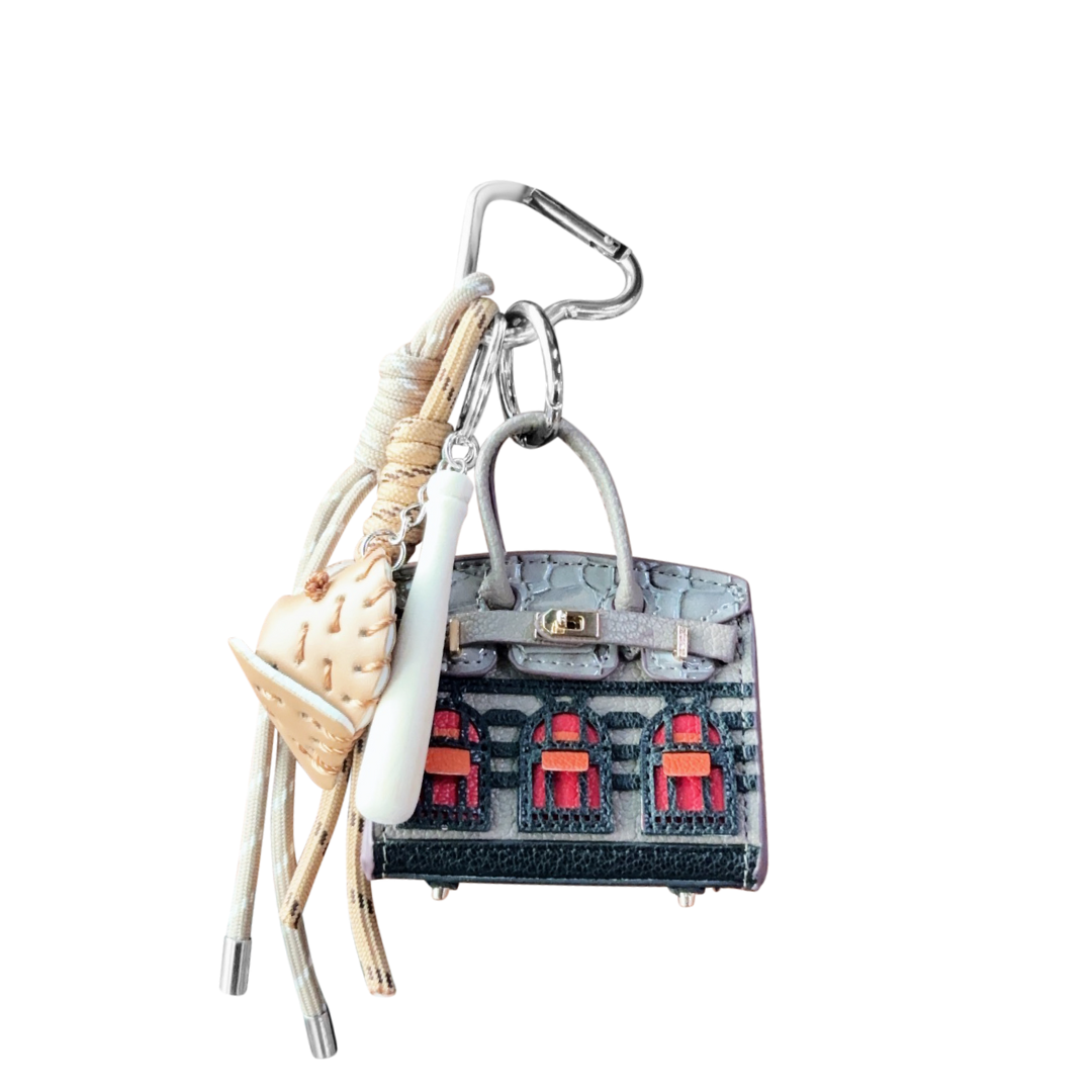 Exclusive Mini House Handbag Leather Bag Charm