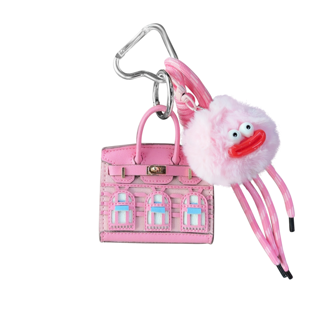 Exclusive Mini House Handbag Leather Bag Charm